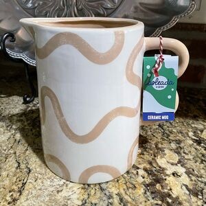Soleada by Que Rico ceramic pitcher - white and tan design - luxury neutral NEW!